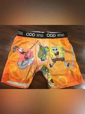 Mens medium Orange SpongeBob & Patrick Swim Trunks ODD